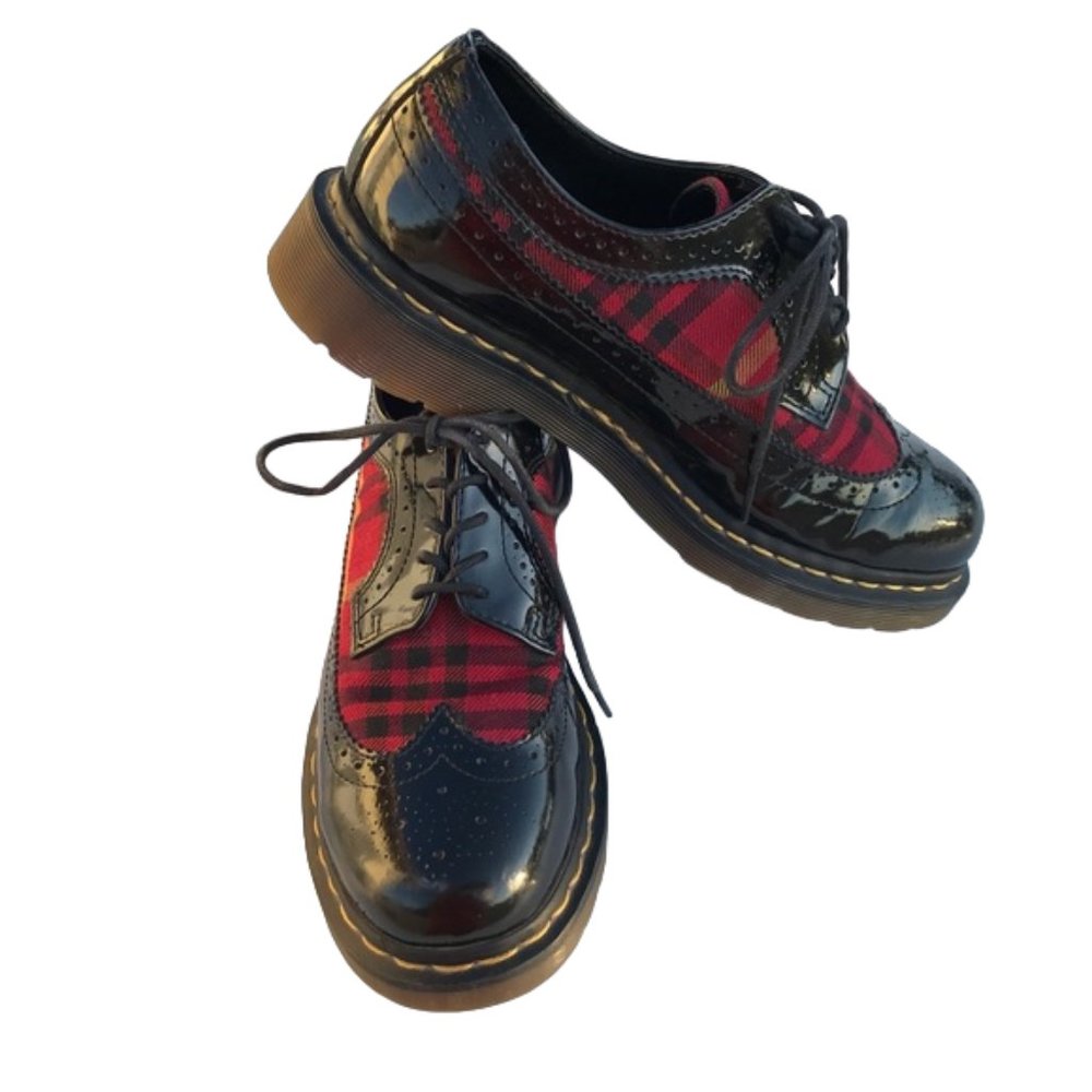 Dr. Martens Black and Red Plaid Brogues - Picture 10 of 11